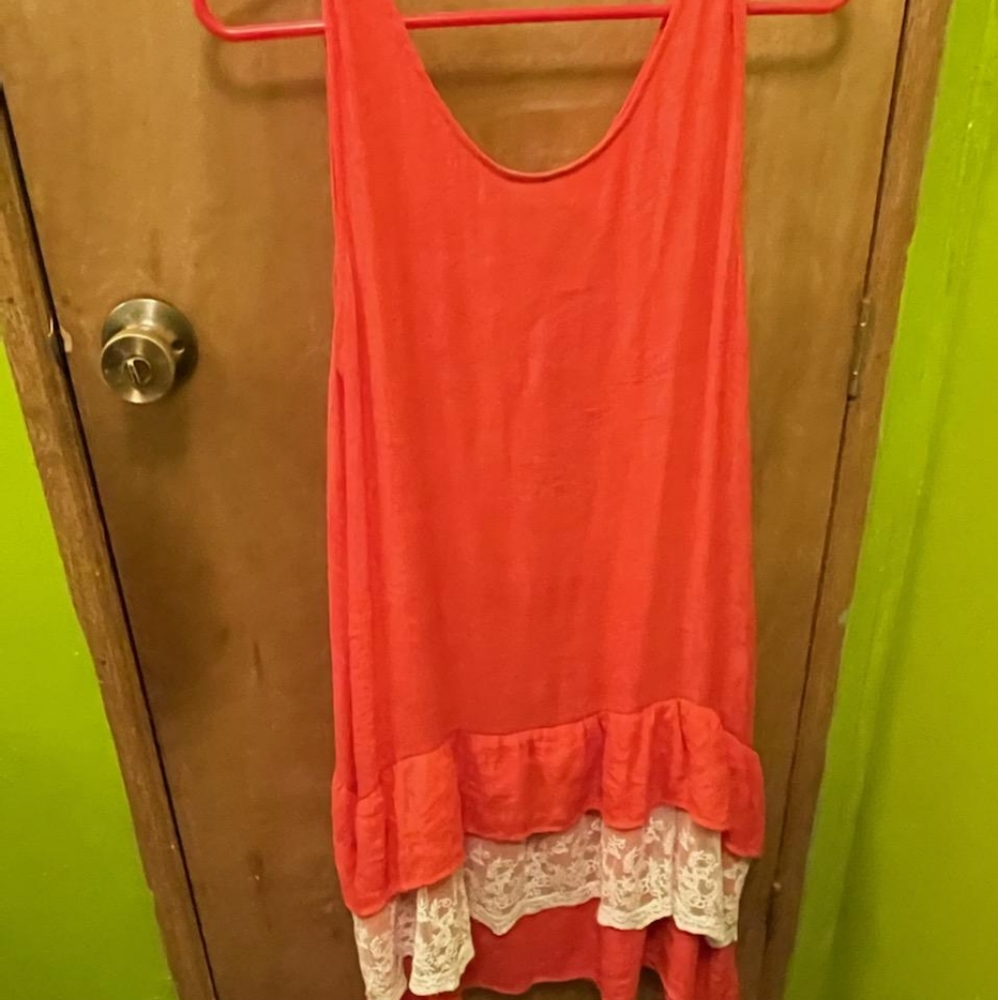 Orange and White Sweet Summer Mini Tank Dress  M   Size: Medium